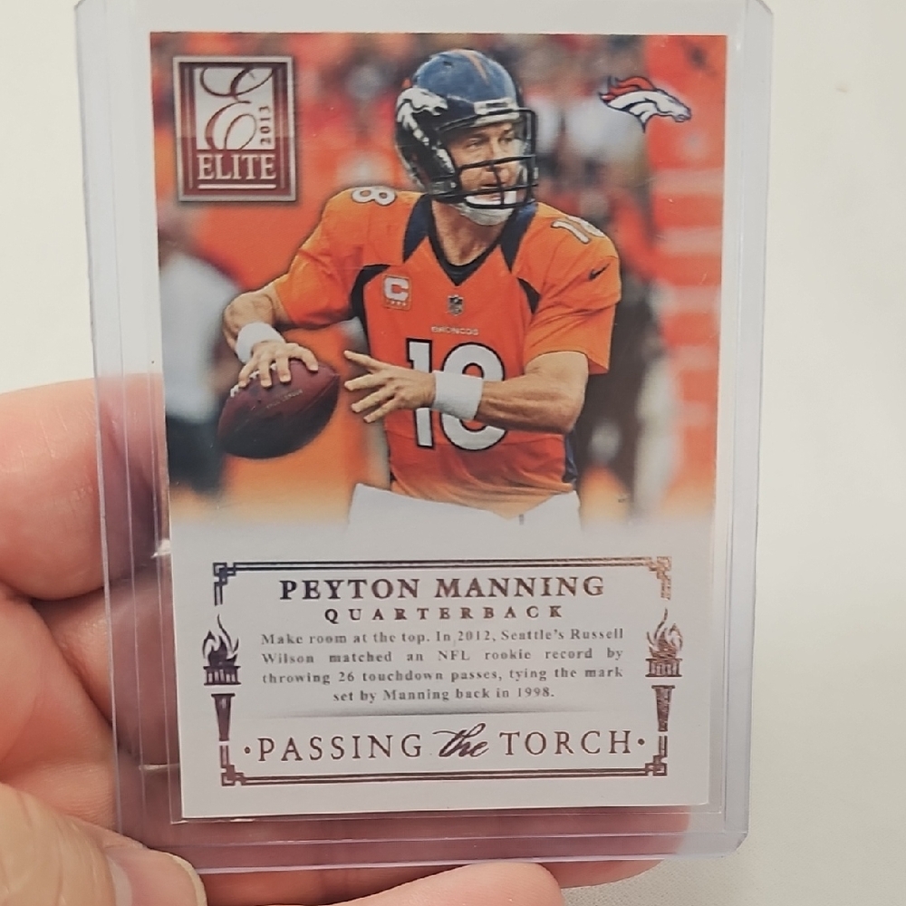Peyton Manning & Russell Wilson Dual Broncos Football Card Passing the Torch #17
